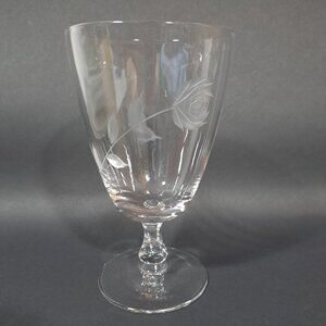 Romance Rose by Fine Arts Rose Floral Etched Stemmed Water Goblet Glass Iced Tea